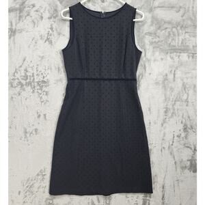 Talbots Dress Womens 2 Black Ponte Flock Dot Sheath Velvet Stretch Preppy‎ Party